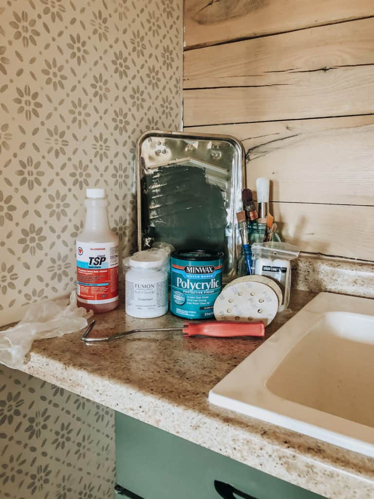 supplies for painting countertop - Linen and Logs