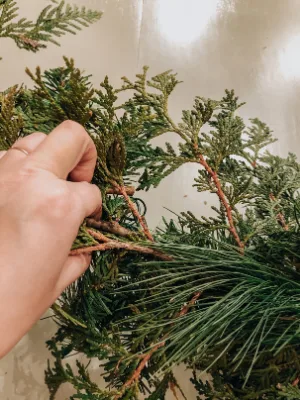 attaching branches with floral wire