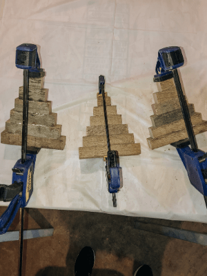 Clamped wooden Christmas Trees