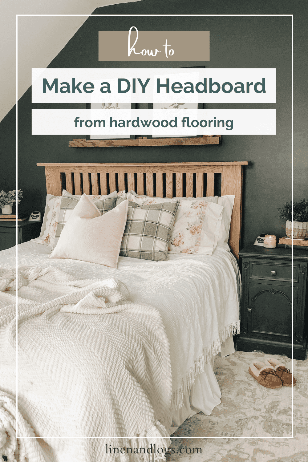 DIY Wood Headboard - Linen & Logs