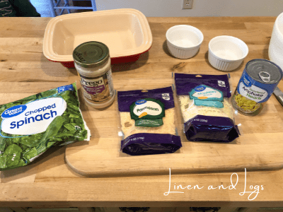 ingredients for easy spinach artichoke dip