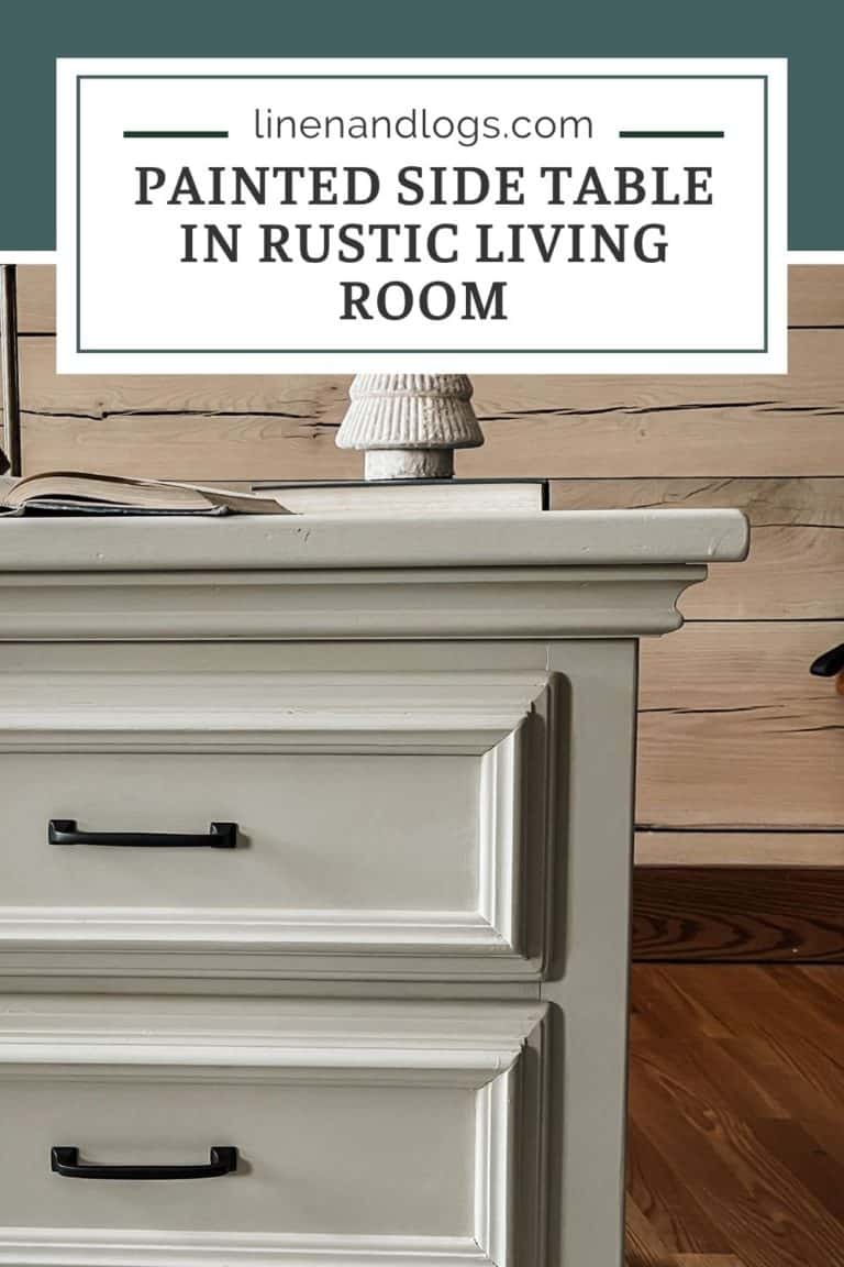 DIY Painted Side Table in Living Room - Linen & Logs