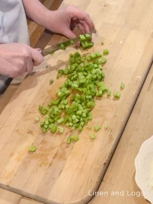 close up shot of chopping celery