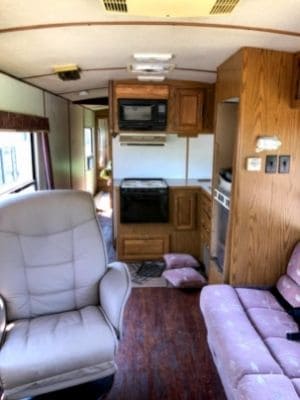 kitchenette area of motorhome rv