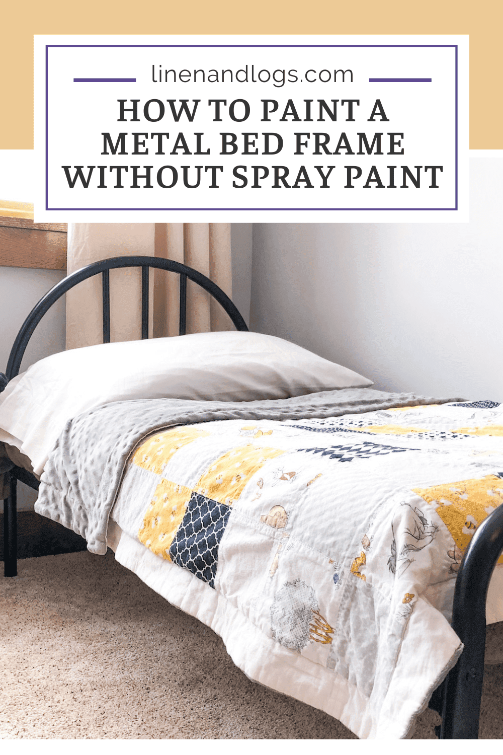 How to Paint a Metal Bed Frame Linen & Logs