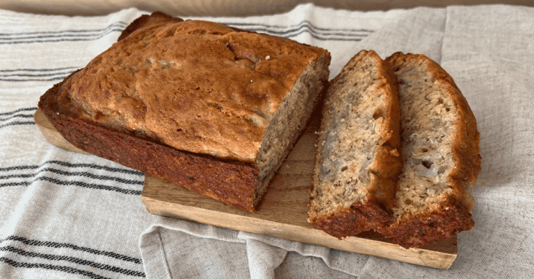 Loaf of banana bread slices