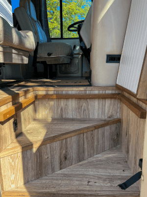 Class A motorhome steps into rv