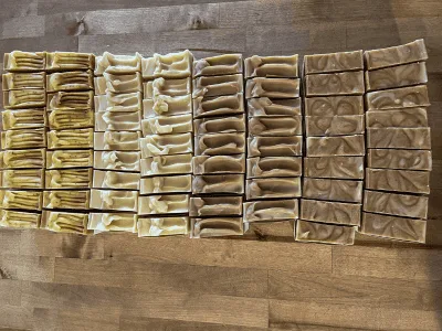 photo of the tops of handmade soap bars.